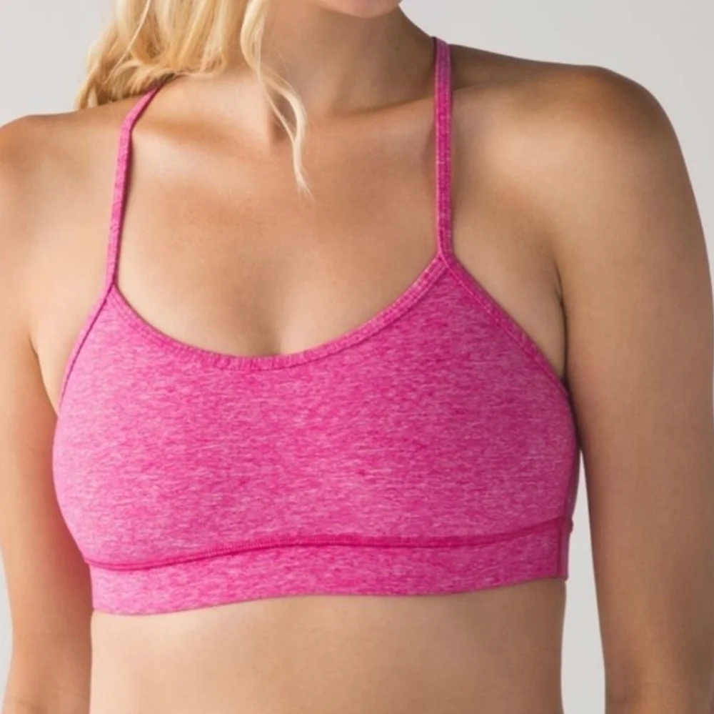 Lululemon Flow Y Bra IV, size 4 Pink Sports Racerback Bra Athletic Sportsbra